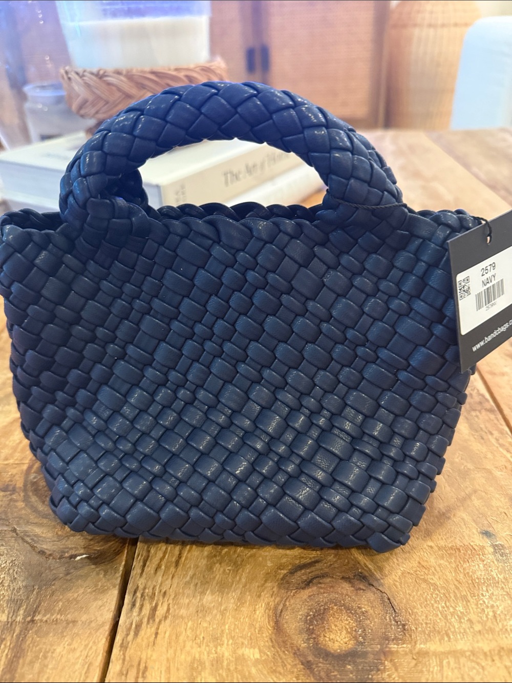 Woven Mini Handbag in Navy - Brand:
